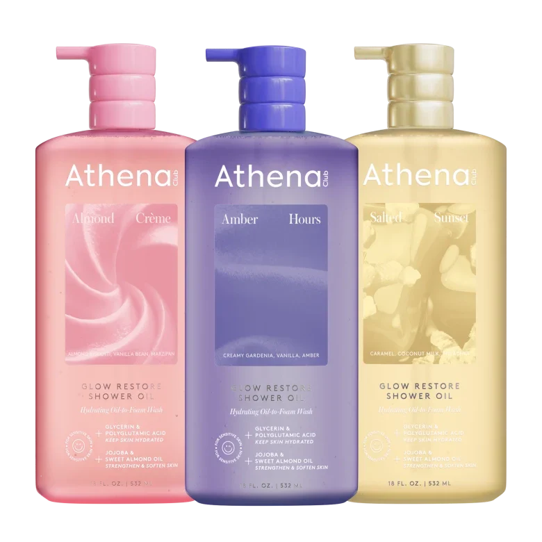 Glow Restore Shower Oil Trio L5 Almond Creme, Amber Hours, Salted Sunset